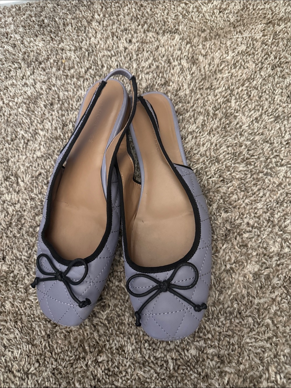 Women’s Aerosoles Lavender Quilted Slingback Ballet Flats with Black Trim